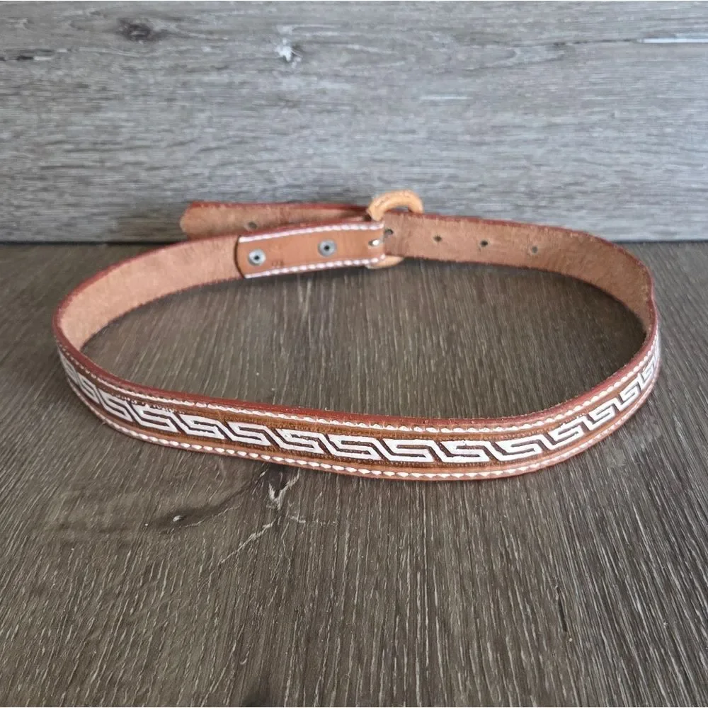 Handcrafted Western Boho Brown Leather Belt 28